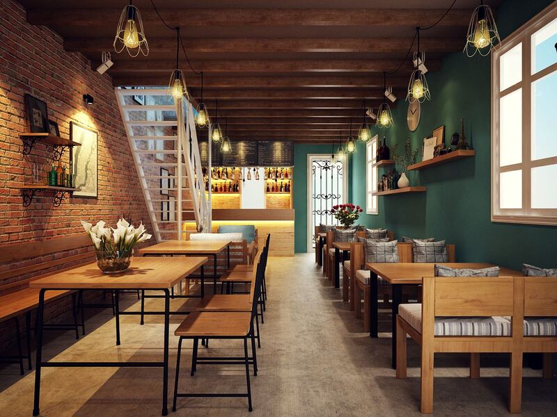 Thiết kế nhà hàng bình dân tuy đơn giản nhưng phải đảm bảo các yếu tố như ánh sáng, màu sắc, ... để thu hút sự chú ý của khách hàng